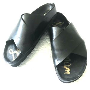 Sam Edelman black leather slides